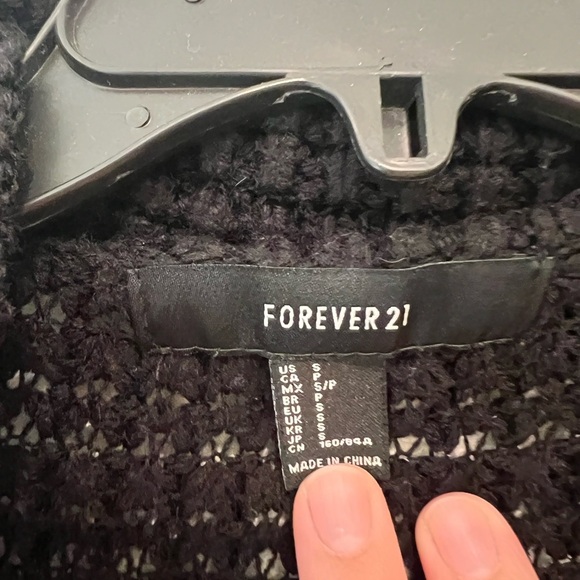 FOREVER 21 SMALL WATERFALL BLACK CARDIGAN (fits like M) - Picture 2 of 6